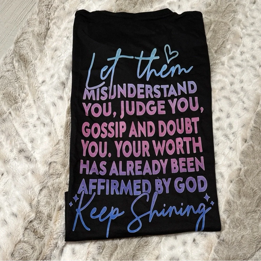 NWOT Black T-Shirt with Colorful 'Let Them' Design - Picture 5 of 5